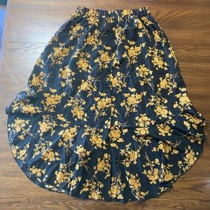 Black Skirt with Golden Floral Pattern